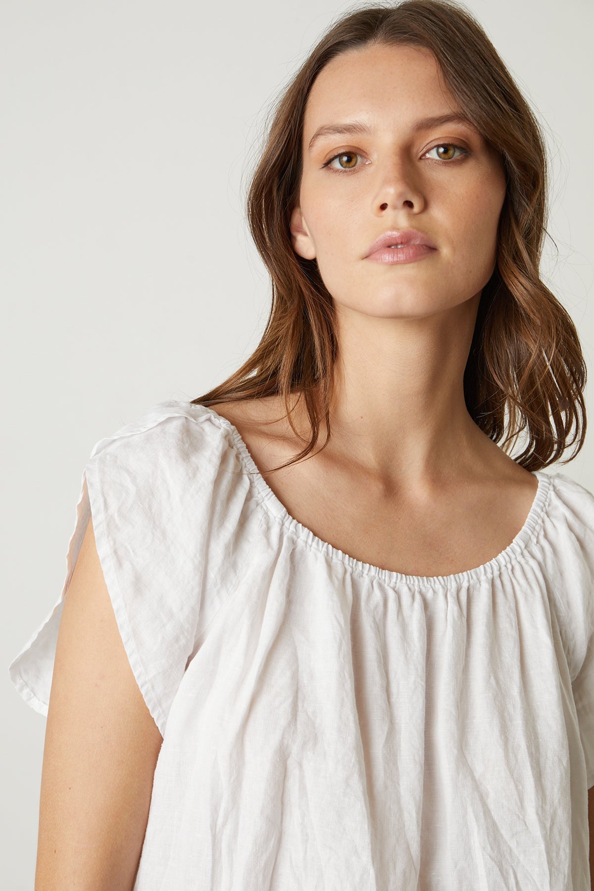 CEILA LINEN FLUTTER SLEEVE BLOUSE - Velvet Staging 2.0-26916092903620