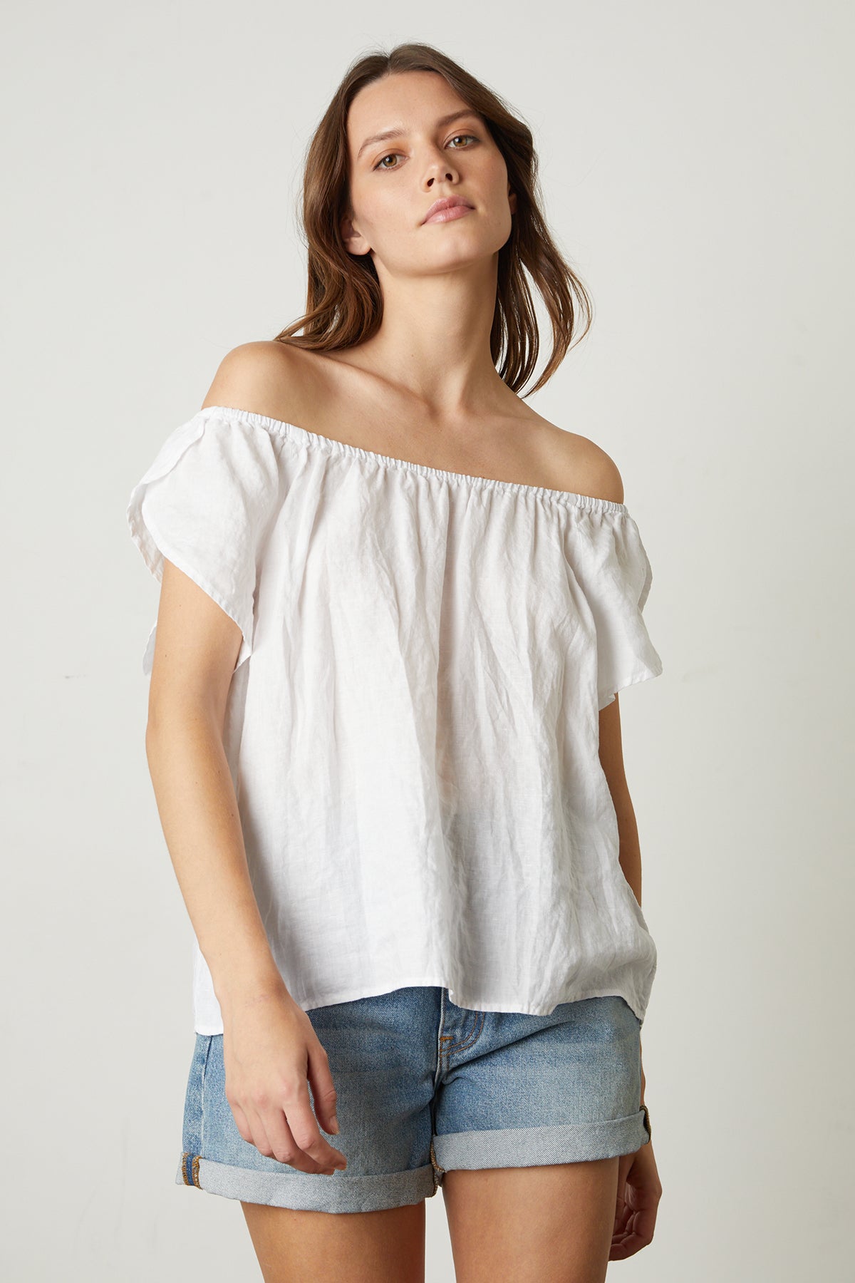 CEILA LINEN FLUTTER SLEEVE BLOUSE - Velvet Staging 2.0