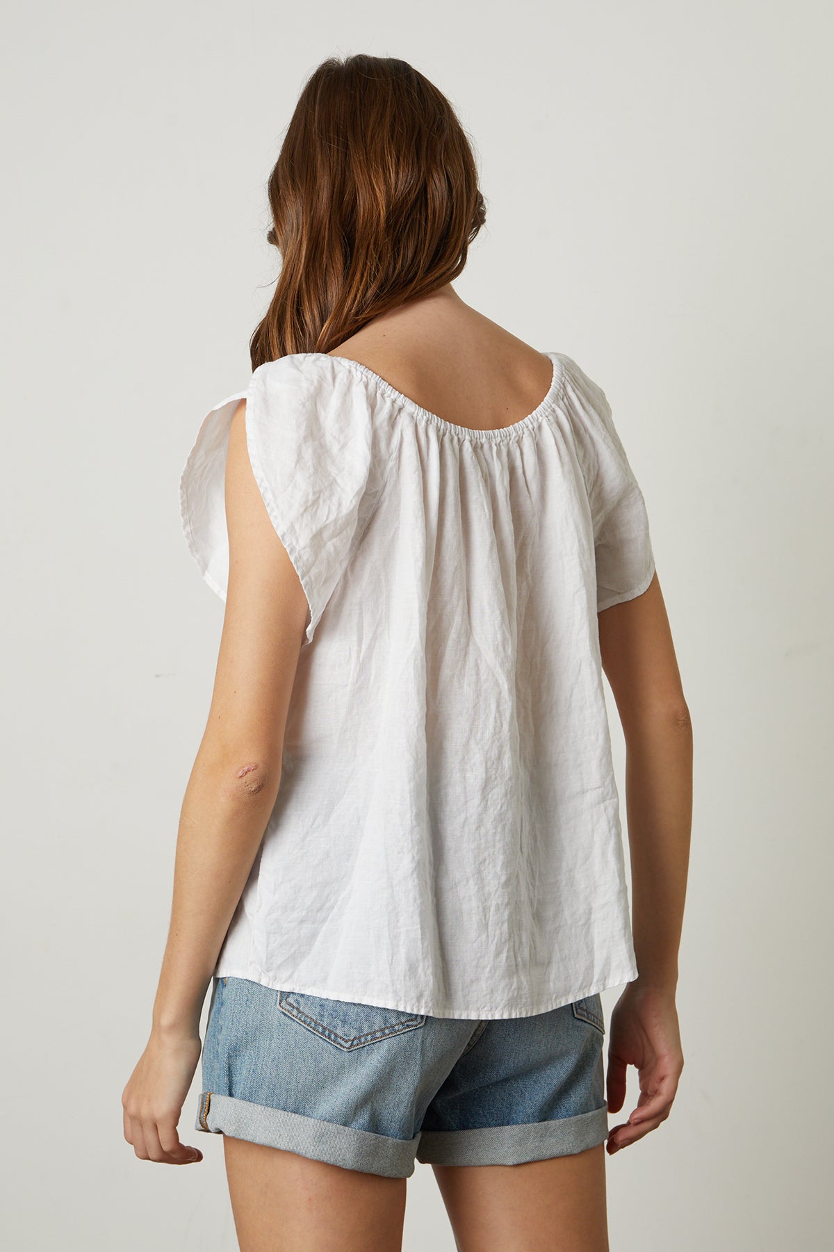 CEILA LINEN FLUTTER SLEEVE BLOUSE - Velvet Staging 2.0