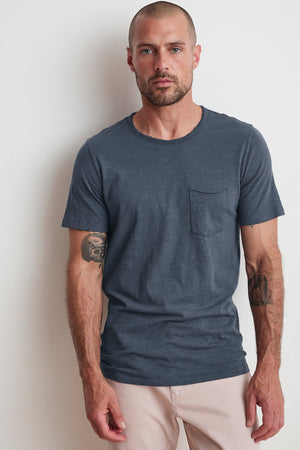 CHAD RAW EDGE COTTON SLUB POCKET TEE - Velvet Staging 2.0