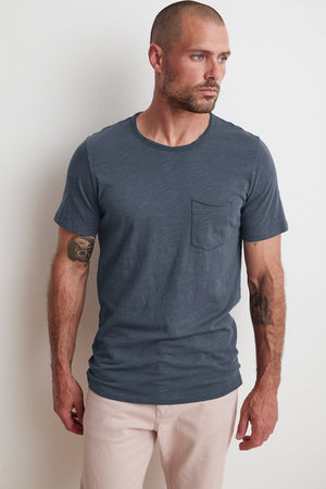 CHAD RAW EDGE COTTON SLUB POCKET TEE - Velvet Staging 2.0