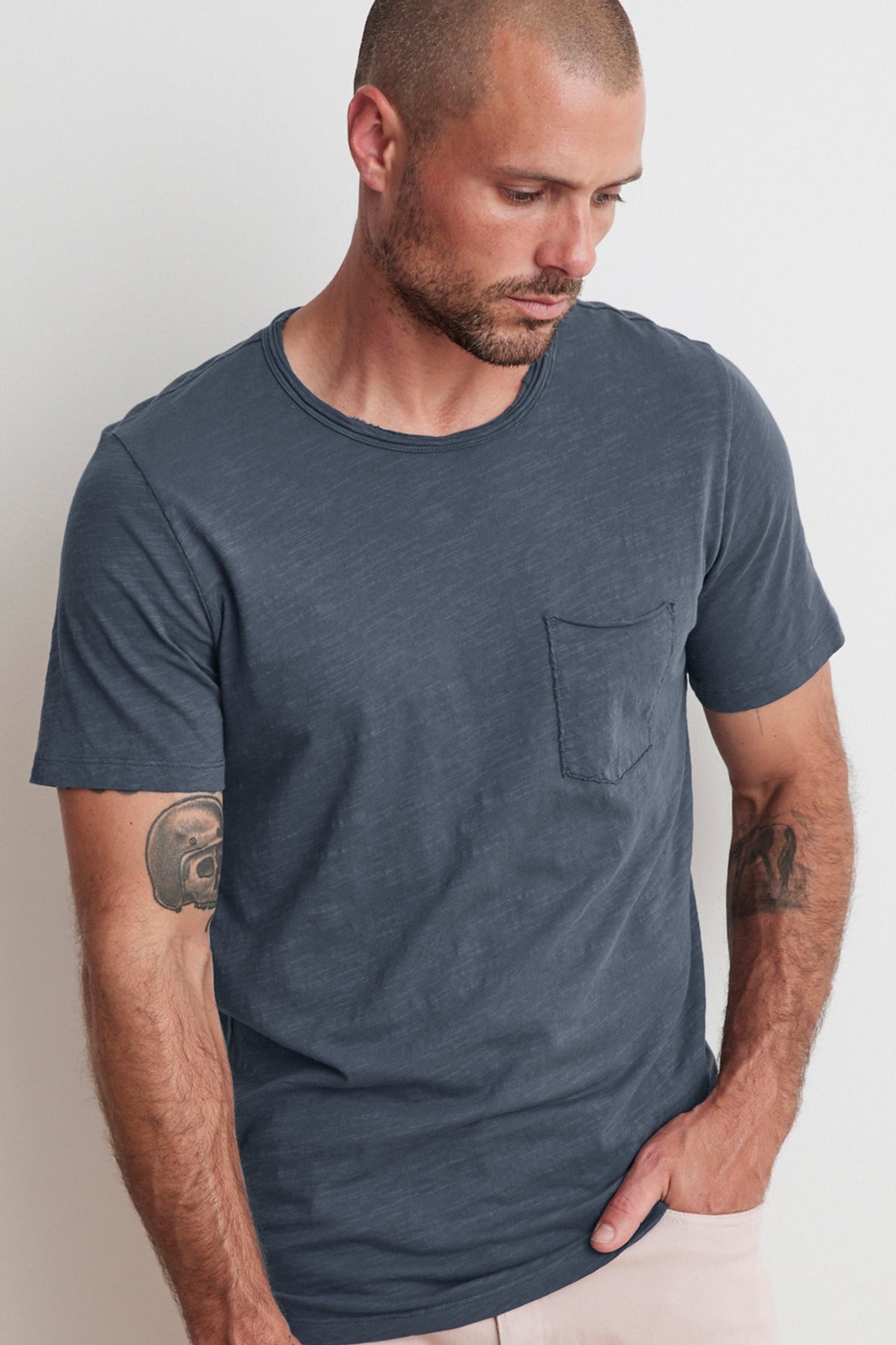   CHAD RAW EDGE COTTON SLUB POCKET TEE - Velvet Staging 2.0 