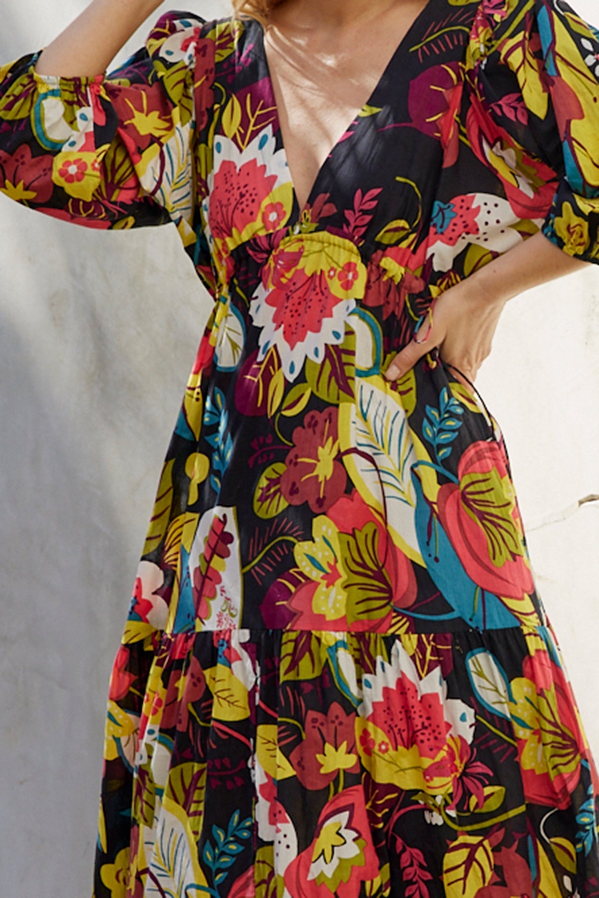 Chloe Dress in Eden Print Front Detail-25275477917892