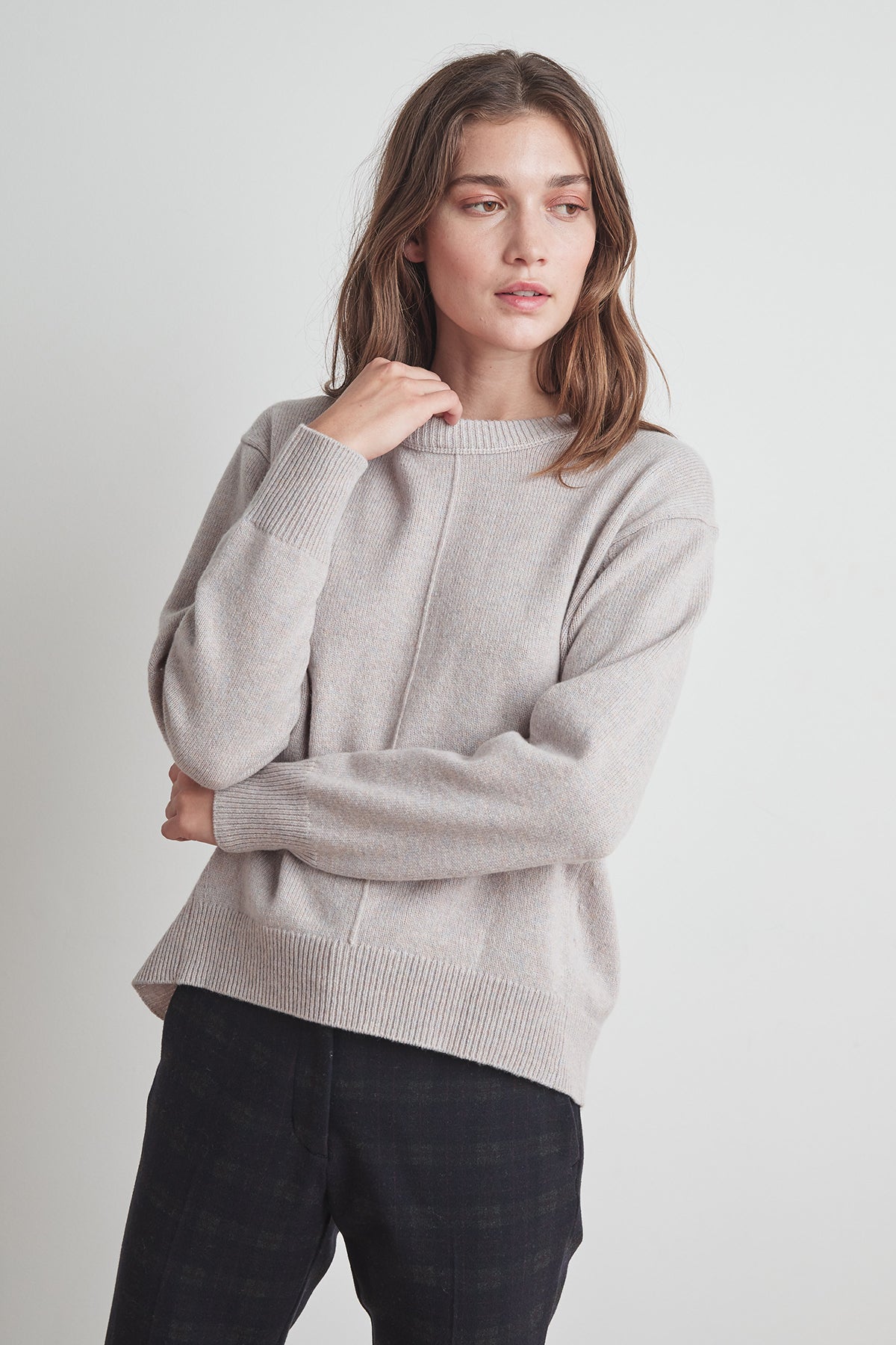 CLARISSA WOOL BLEND SPLIT HEM SWEATER - Velvet Staging 2.0-26916097327300