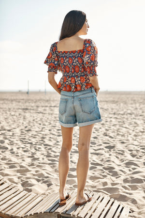 CORRYN PRINTED RUCHED TOP - Velvet Staging 2.0