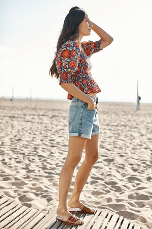 CORRYN PRINTED RUCHED TOP - Velvet Staging 2.0