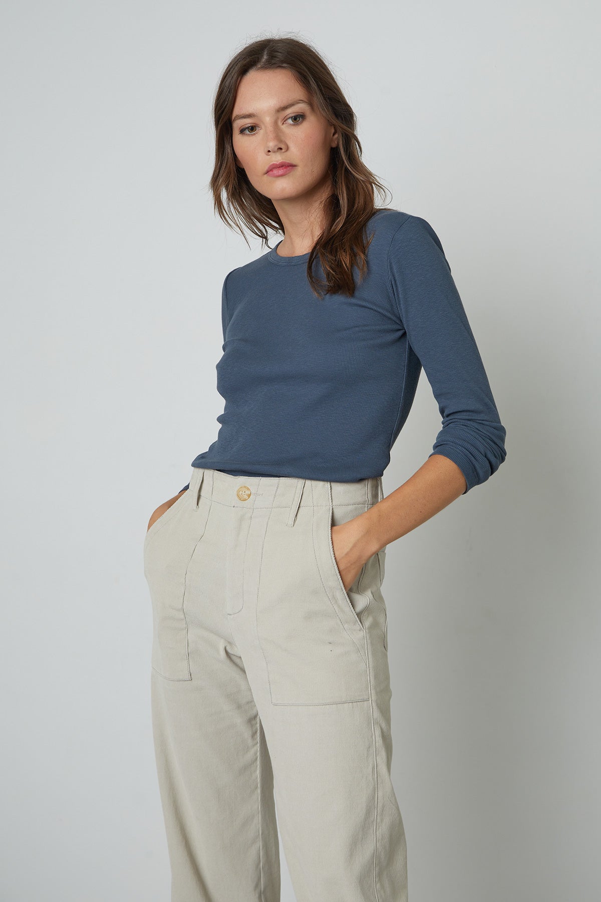 Bayler Tee Shadow tucked into Vera Pant front view-27196629090500