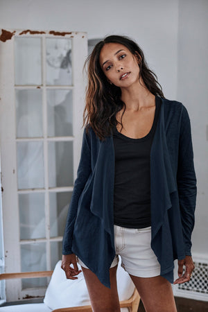 Champagne Cardigan Ink Estina Tank Black Natalie Short Ecru Front