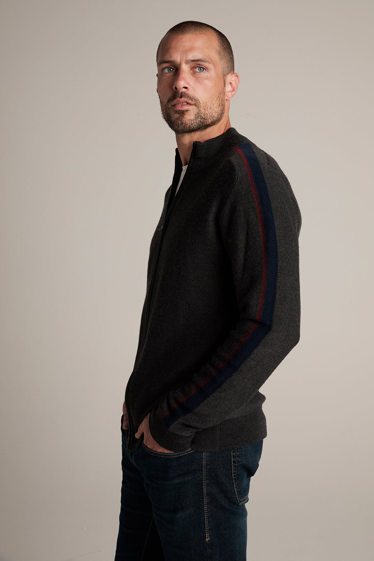 CRANE WOOL BLEND ZIP UP CARDIGAN - Velvet Staging 2.0