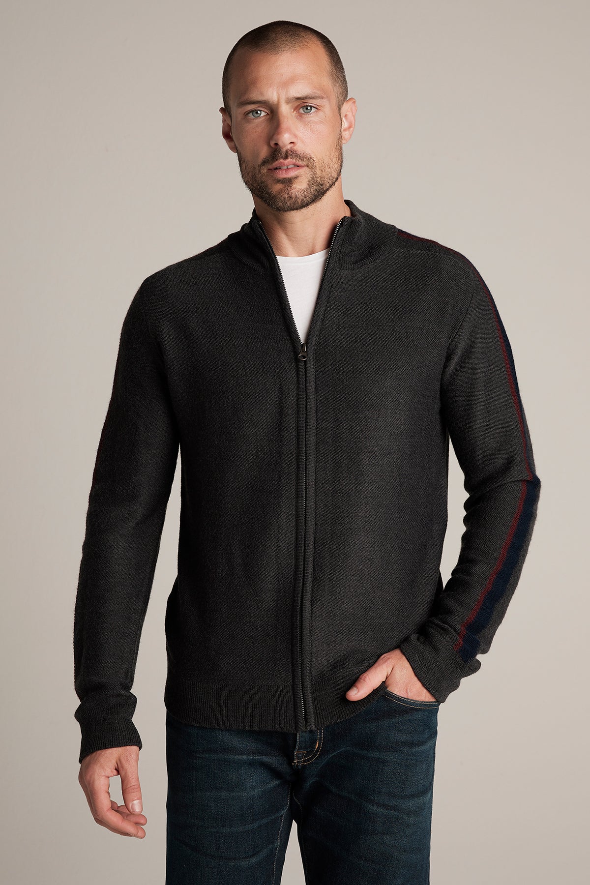 CRANE WOOL BLEND ZIP UP CARDIGAN - Velvet Staging 2.0