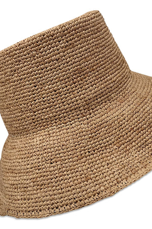 Chic Crochet Bucket Hat in Natural Detail