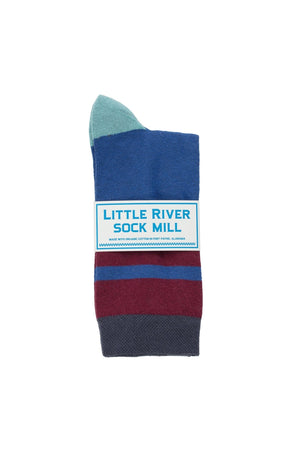 CUSHIONED STRIPED CREW SOCK BY LITTLE RIVER SOCK MILL - Velvet Staging 2.0
