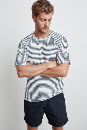CYRANO HACCI BEACH STRIPE RAW EDGE RAGLAN TEE - Velvet Staging 2.0