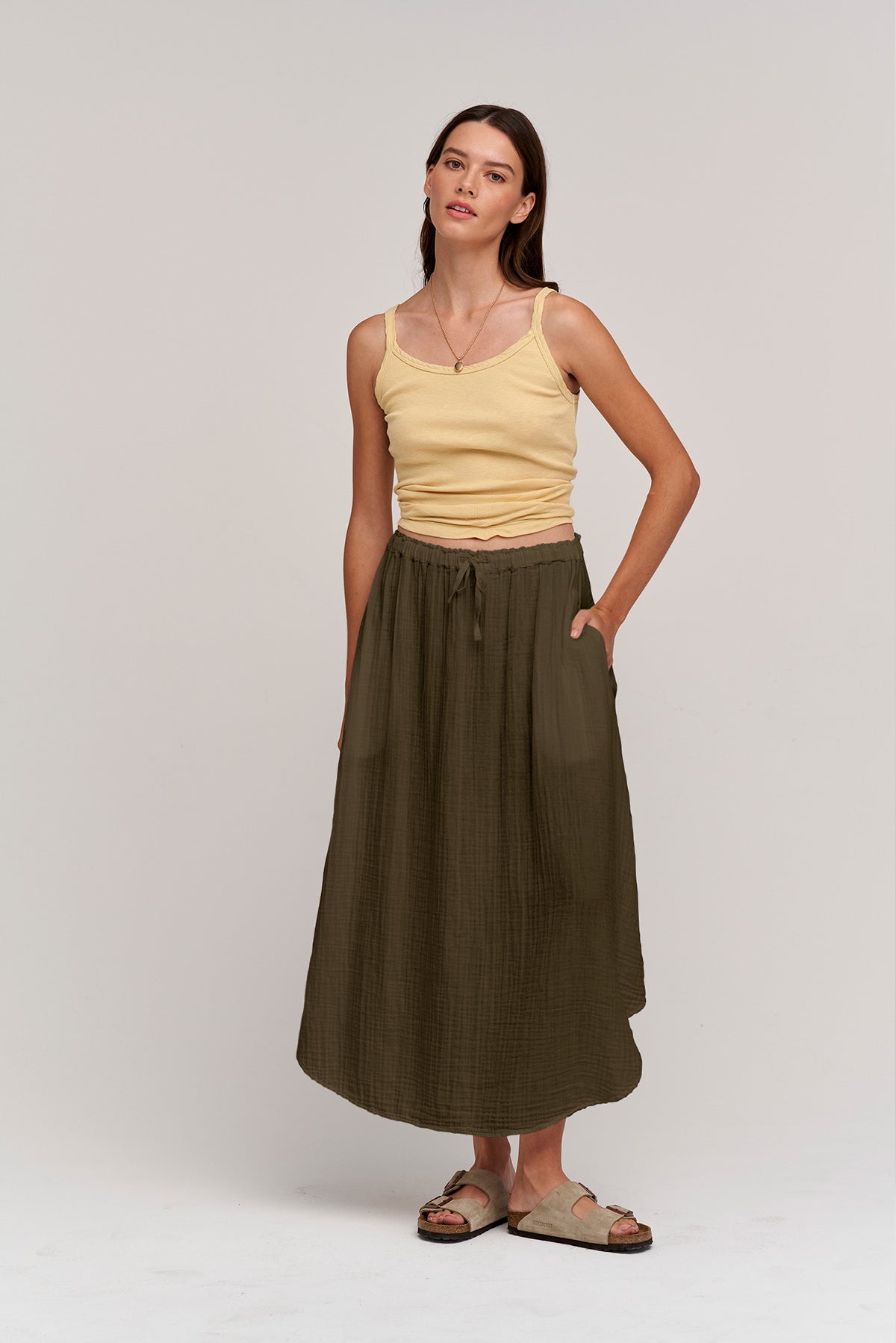 DANA COTTON GAUZE MIDI SKIRT - Velvet Staging 2.0
