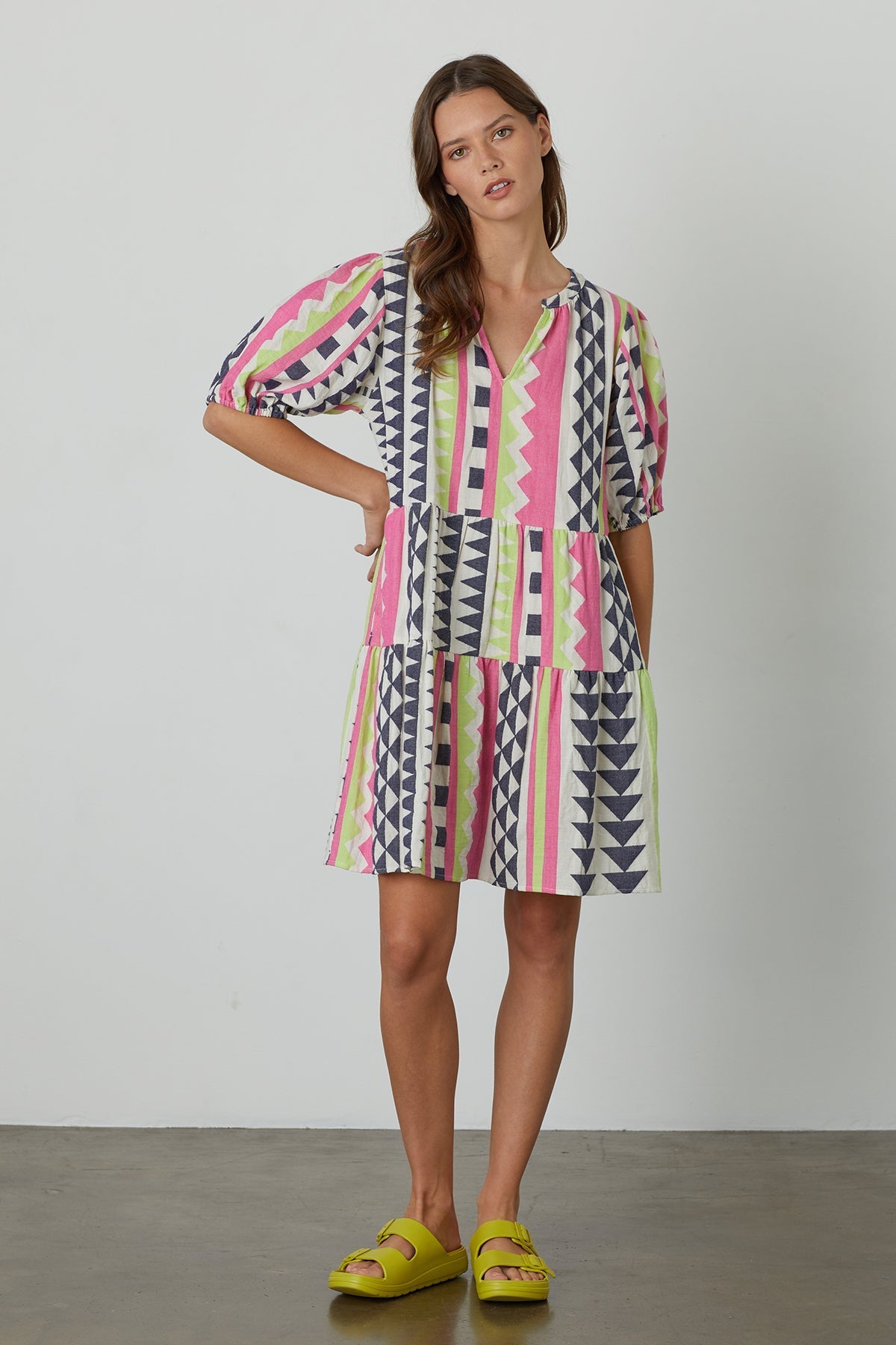 DANICA NEON JACQUARD DRESS - Velvet Staging 2.0-26916108730564