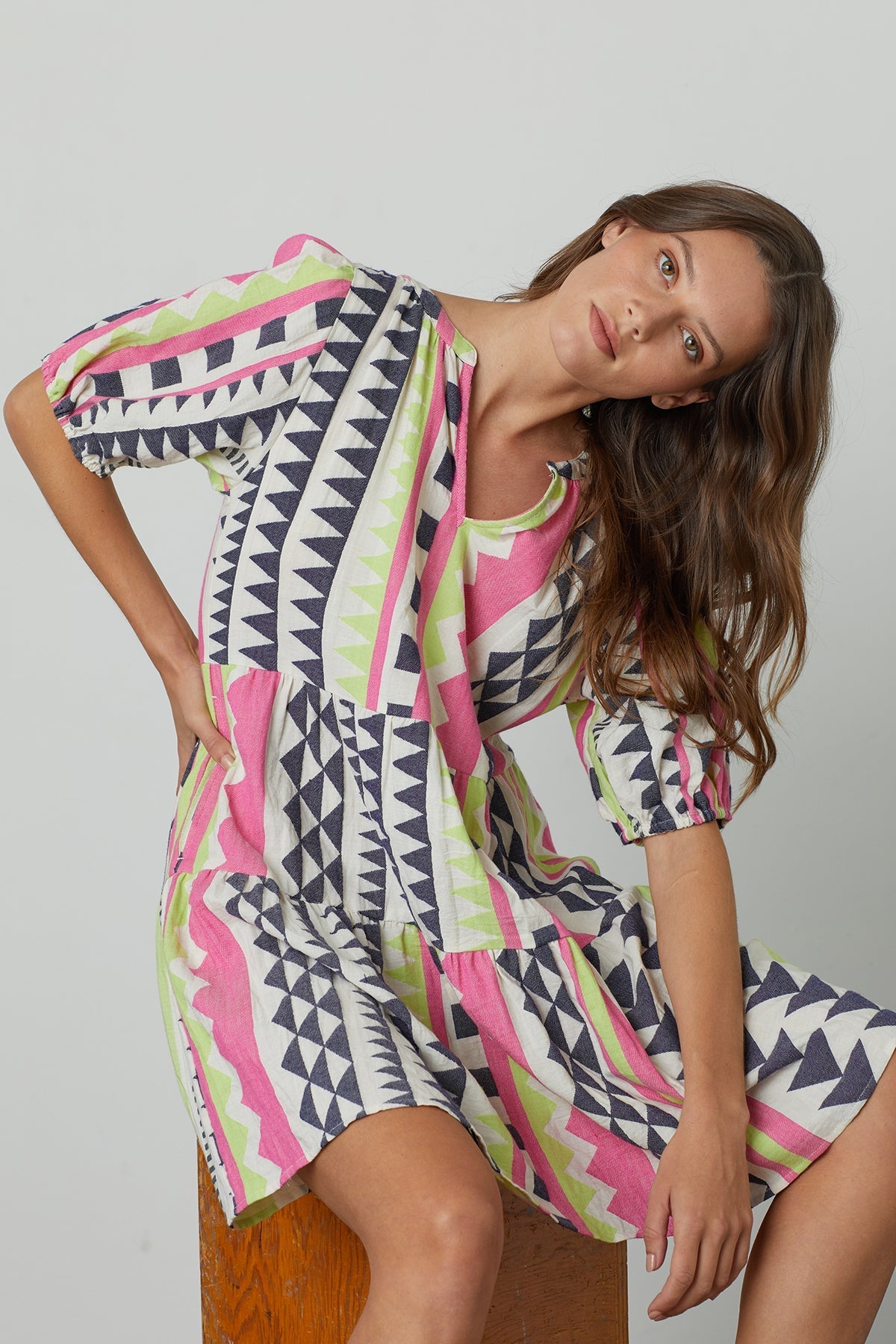 DANICA NEON JACQUARD DRESS - Velvet Staging 2.0-26916108796100