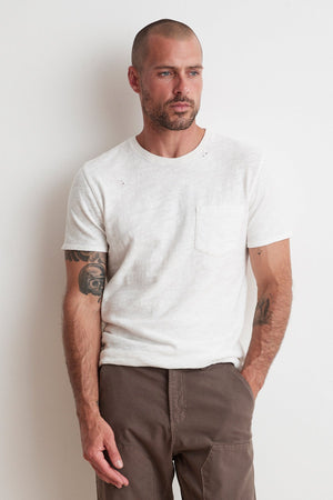DAVY DISTRESSED SLUB TEE - Velvet Staging 2.0