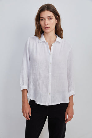 DAYNA 3/4 SLEEVE BUTTON-UP BLOUSE - Velvet Staging 2.0