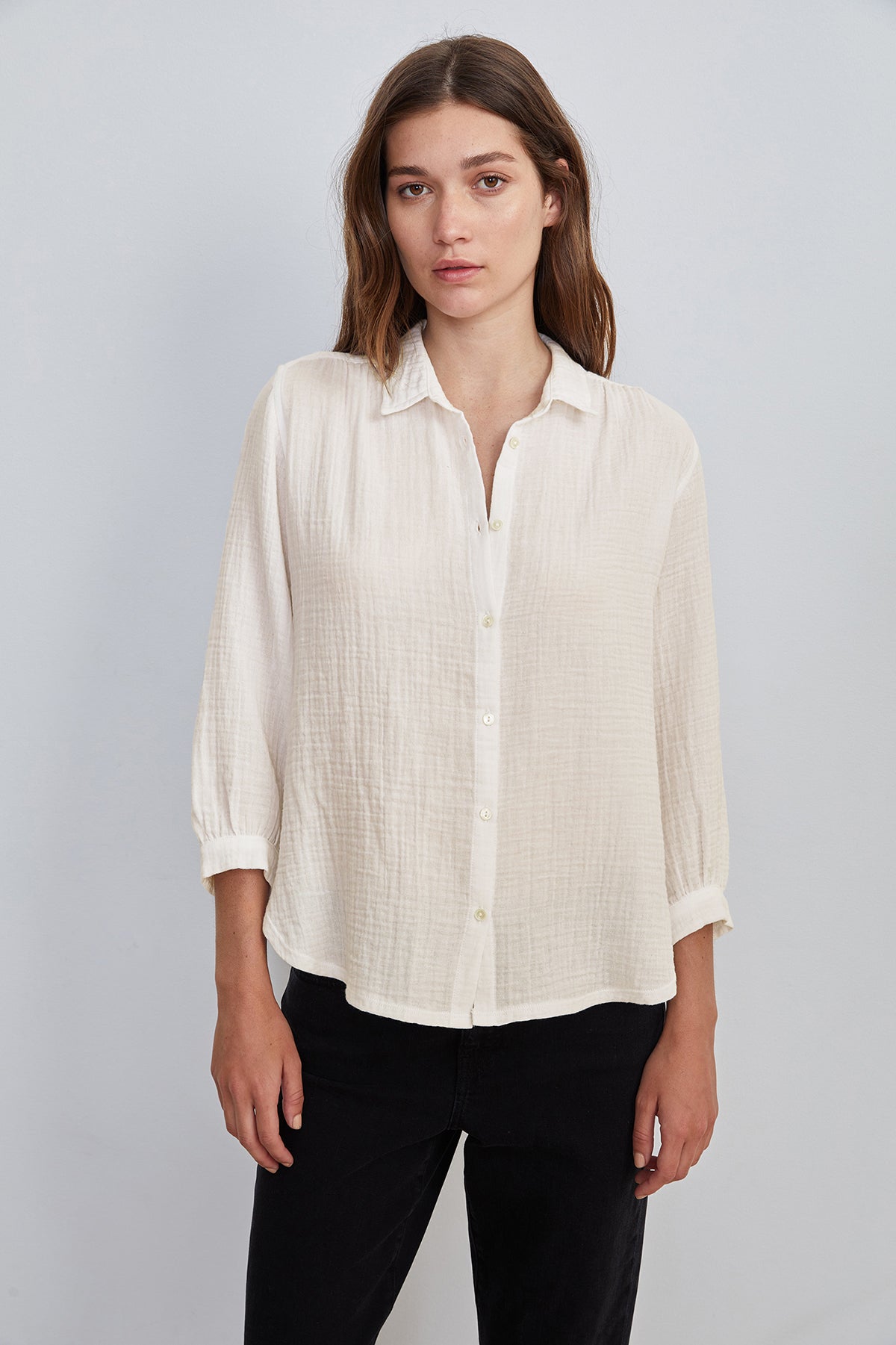DAYNA 3/4 SLEEVE BUTTON-UP BLOUSE - Velvet Staging 2.0-26916111155396