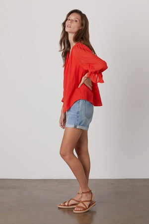 DITA COTTON GAUZE PEASANT TOP - Velvet Staging 2.0