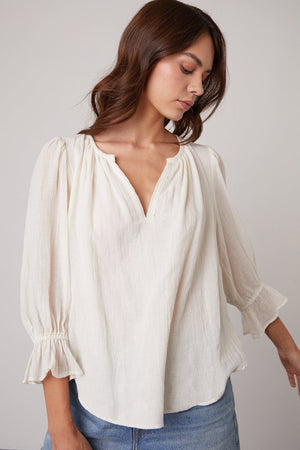 DITA COTTON GAUZE PEASANT TOP - Velvet Staging 2.0