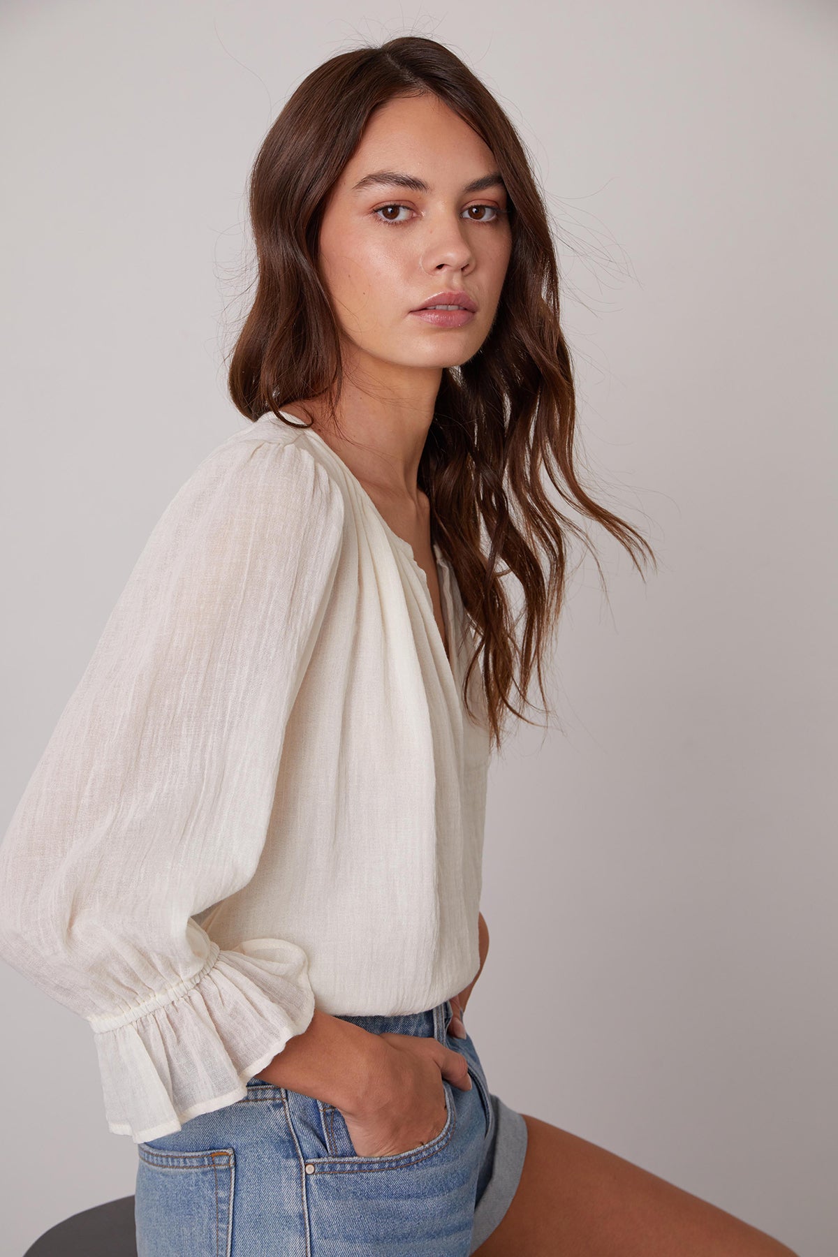 DITA COTTON GAUZE PEASANT TOP - Velvet Staging 2.0