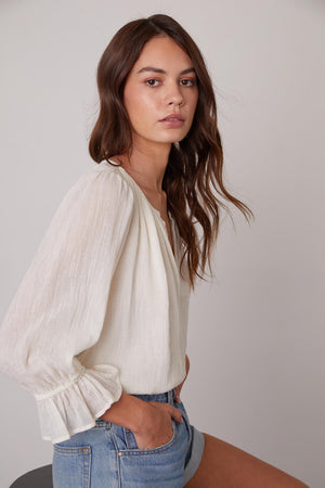 DITA COTTON GAUZE PEASANT TOP - Velvet Staging 2.0
