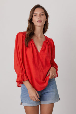 DITA COTTON GAUZE PEASANT TOP - Velvet Staging 2.0