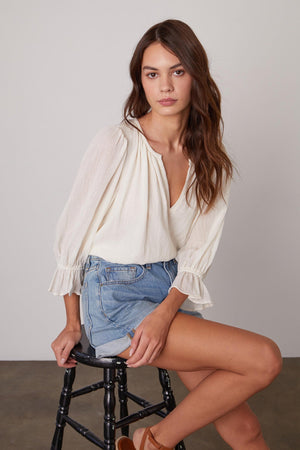 DITA COTTON GAUZE PEASANT TOP - Velvet Staging 2.0