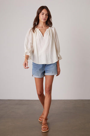 DITA COTTON GAUZE PEASANT TOP - Velvet Staging 2.0