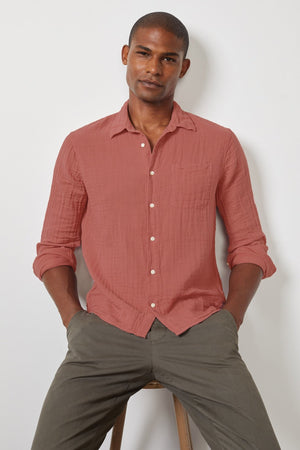 ELTON COTTON WOVEN BUTTON-UP SHIRT - Velvet Staging 2.0