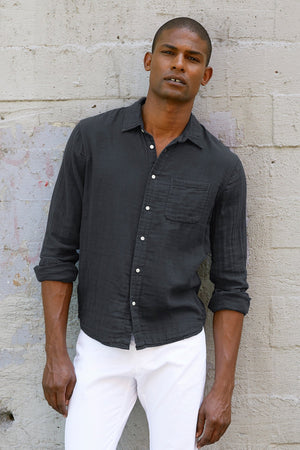 ELTON COTTON WOVEN BUTTON-UP SHIRT - Velvet Staging 2.0