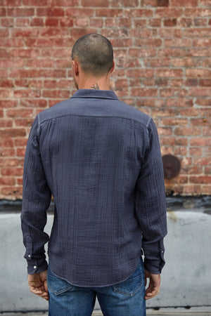 ELTON COTTON WOVEN BUTTON-UP SHIRT - Velvet Staging 2.0