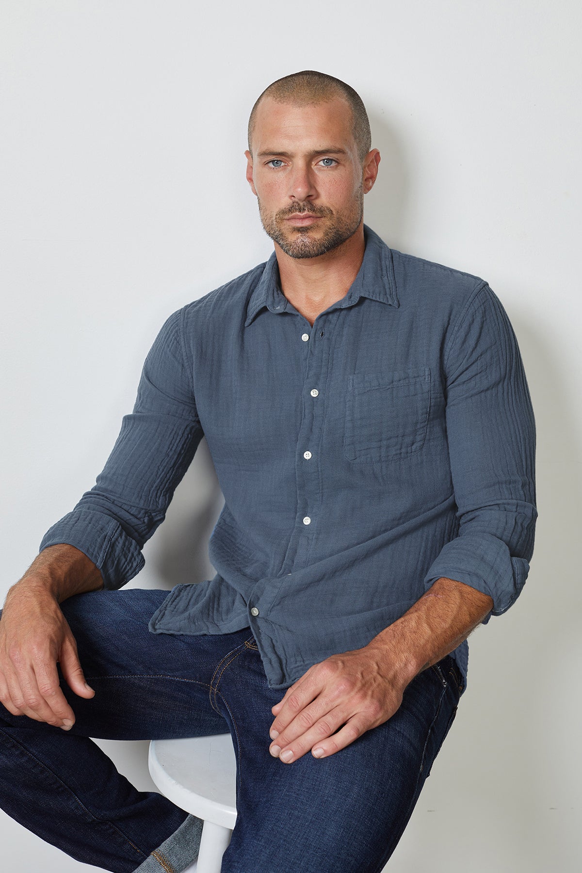 ELTON COTTON WOVEN BUTTON-UP SHIRT - Velvet Staging 2.0-26916134879428