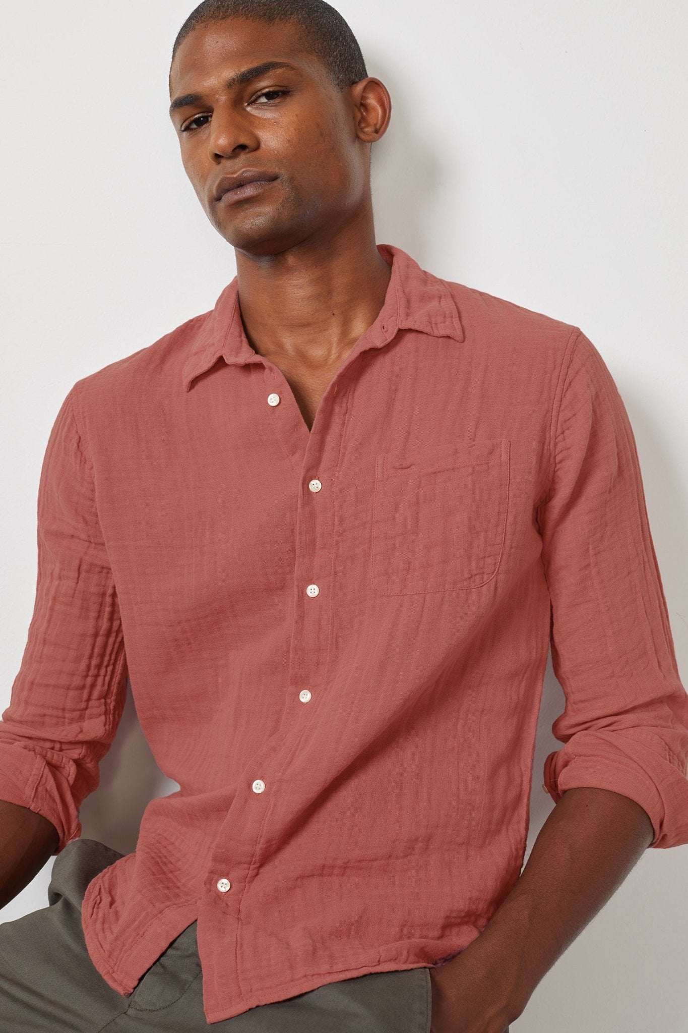 ELTON COTTON WOVEN BUTTON-UP SHIRT - Velvet Staging 2.0