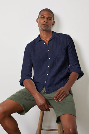 ELTON COTTON WOVEN BUTTON-UP SHIRT - Velvet Staging 2.0