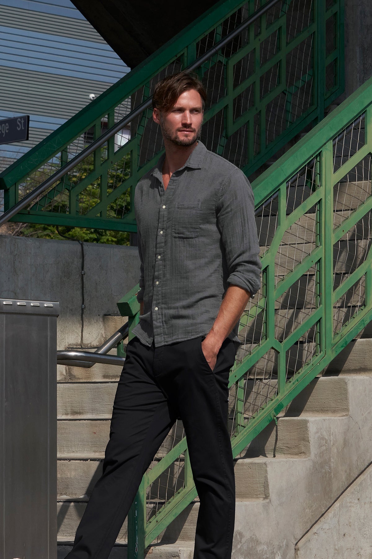 ELTON COTTON WOVEN BUTTON-UP SHIRT - Velvet Staging 2.0