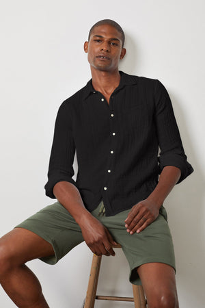 ELTON COTTON WOVEN BUTTON-UP SHIRT - Velvet Staging 2.0