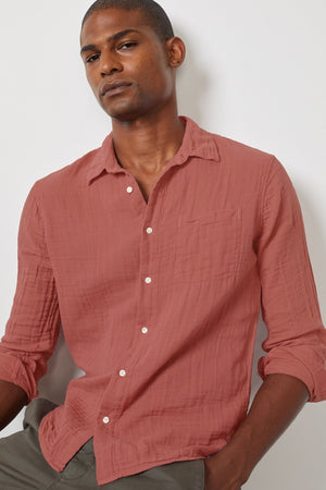 ELTON COTTON WOVEN BUTTON-UP SHIRT - Velvet Staging 2.0