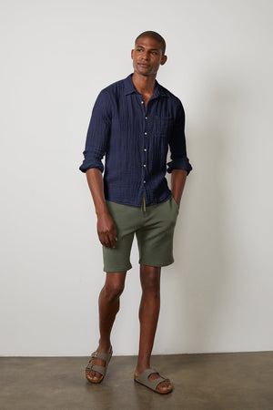 ELTON COTTON WOVEN BUTTON-UP SHIRT - Velvet Staging 2.0