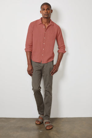 ELTON COTTON WOVEN BUTTON-UP SHIRT - Velvet Staging 2.0