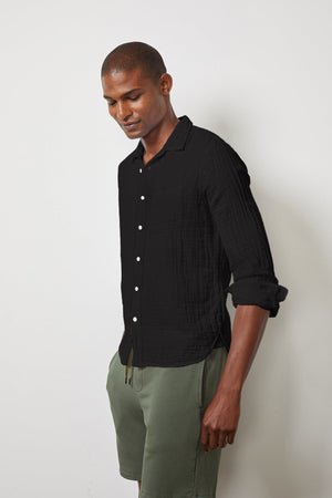 ELTON COTTON WOVEN BUTTON-UP SHIRT - Velvet Staging 2.0