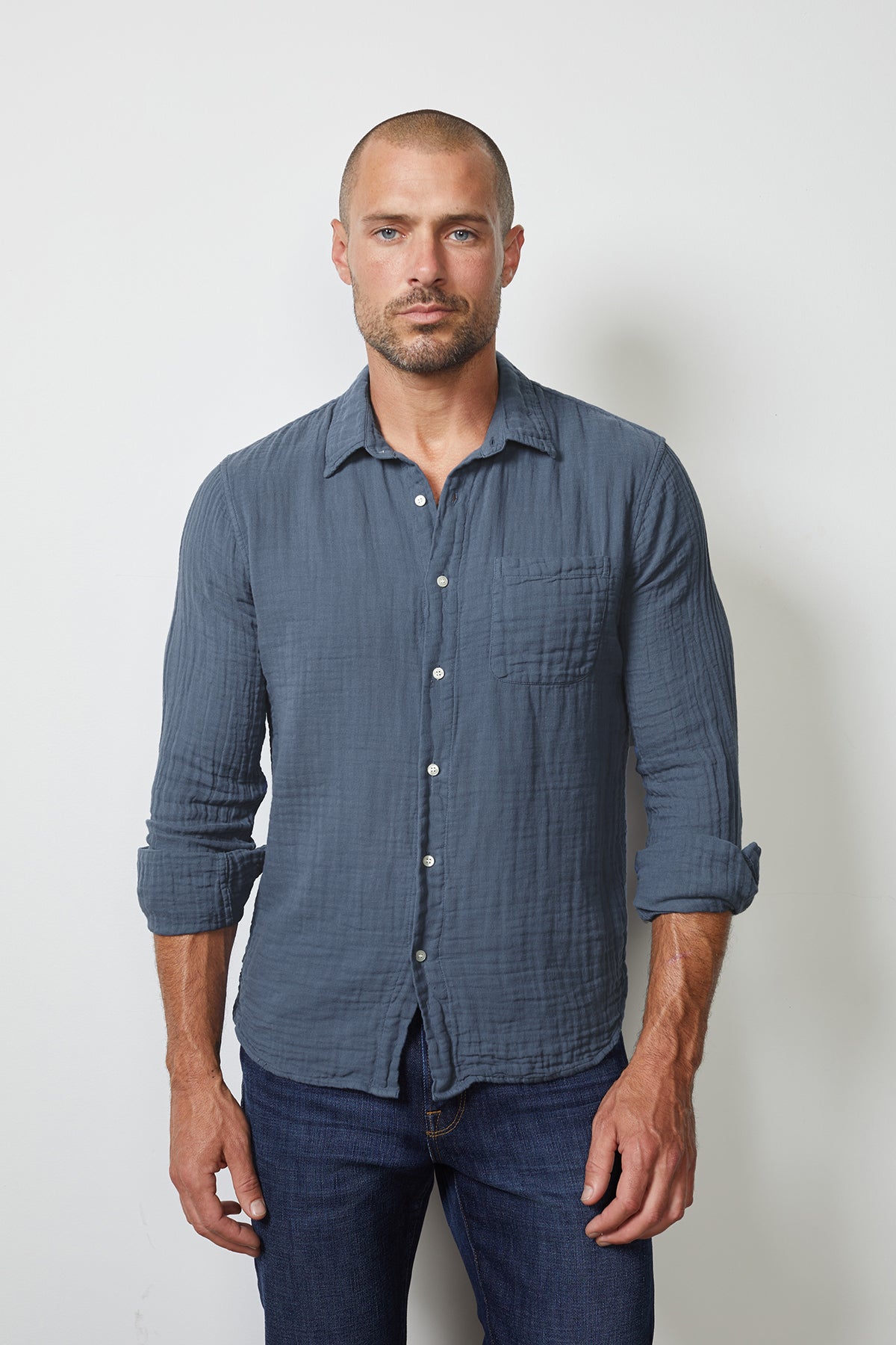 ELTON COTTON WOVEN BUTTON-UP SHIRT - Velvet Staging 2.0