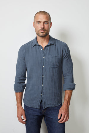 ELTON COTTON WOVEN BUTTON-UP SHIRT - Velvet Staging 2.0