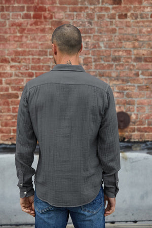 ELTON COTTON WOVEN BUTTON-UP SHIRT - Velvet Staging 2.0