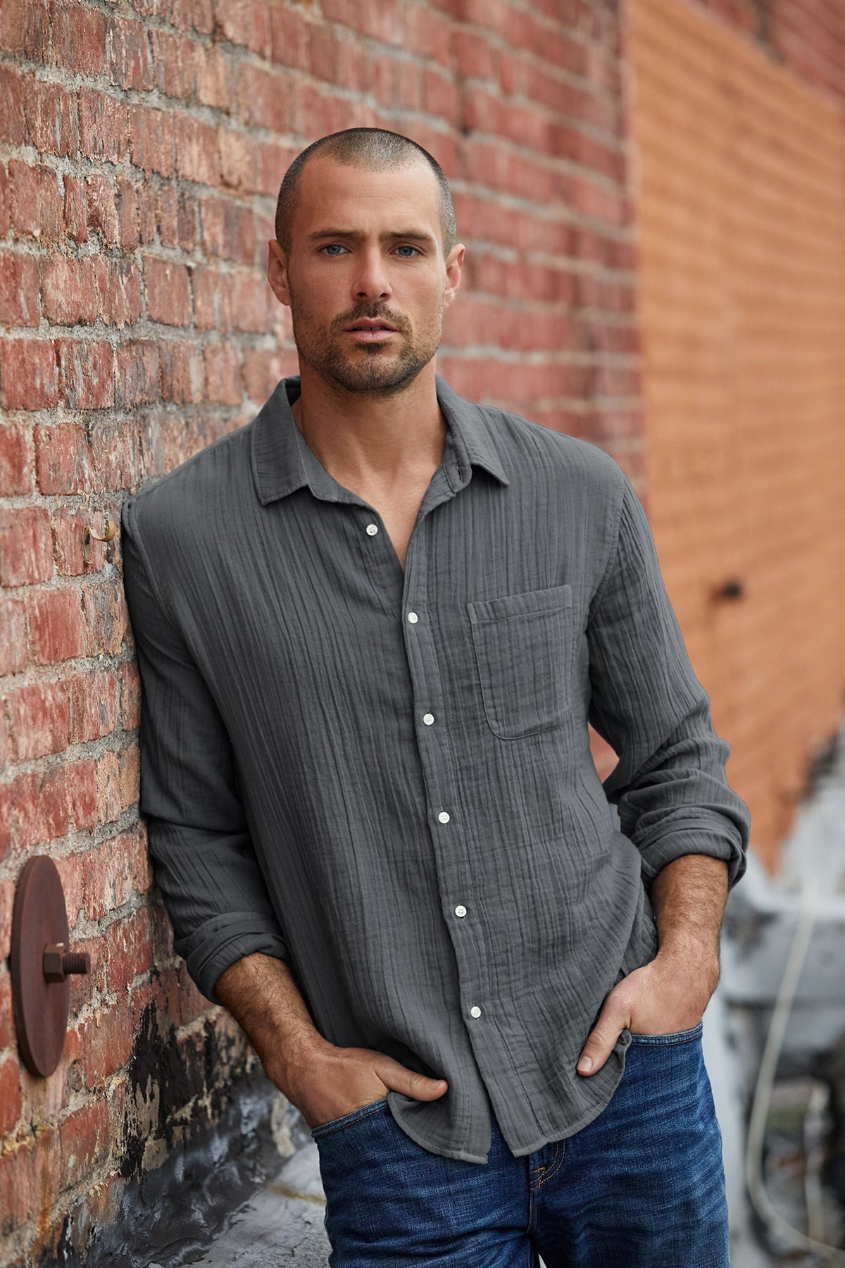 ELTON COTTON WOVEN BUTTON-UP SHIRT - Velvet Staging 2.0