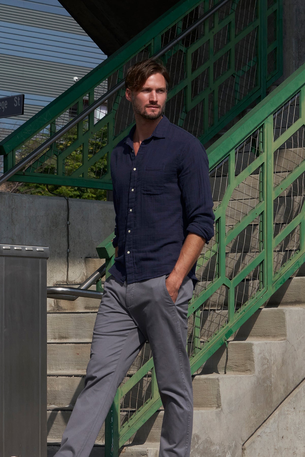 ELTON COTTON WOVEN BUTTON-UP SHIRT - Velvet Staging 2.0