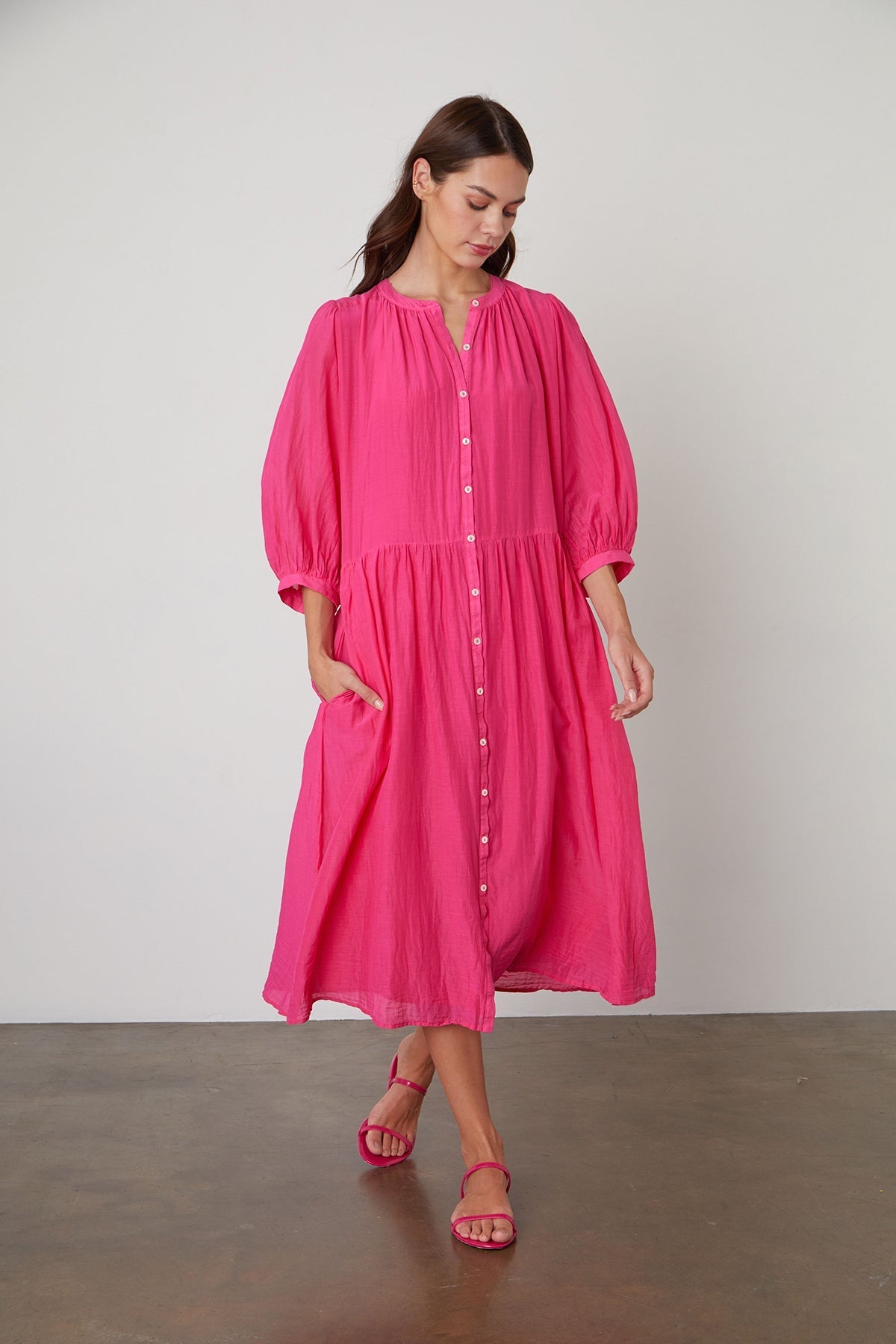 EMERSON BUTTON-UP MIDI DRESS - Velvet Staging 2.0-26916131832004