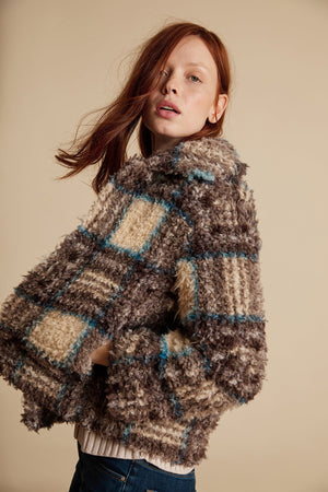 ERICA PLAID FAUX SHERPA JACKET - Velvet Staging 2.0