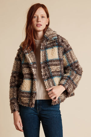 ERICA PLAID FAUX SHERPA JACKET - Velvet Staging 2.0